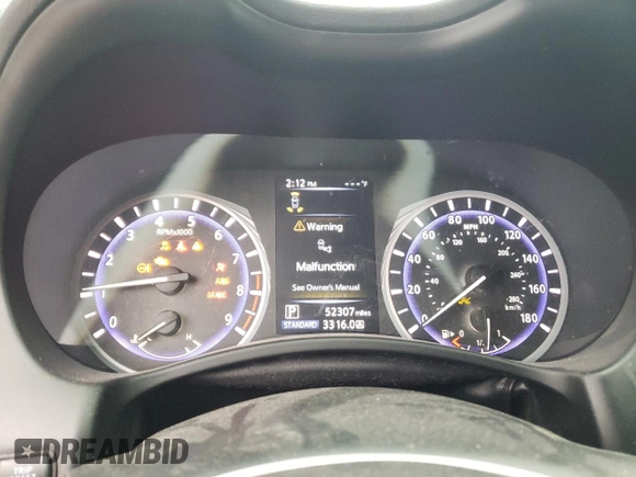 2022 Infiniti Q50 Red Sport 400 with VIN JN1FV7DR9NM390256, listed as a Copart auction lot 57094225 with 52,307 mi miles and Salvage title. Bid and sale history available at DreamBid. Image 9.