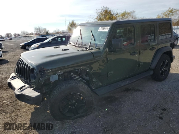2021 Jeep Wrangler Unlimited Sport Altitude with VIN 1C4HJXDG3MW563434, listed as a Copart auction lot 77968474 with 29,834 mi miles and Salvage Title. Bid and sale history available at carsss.com. Image 1.
