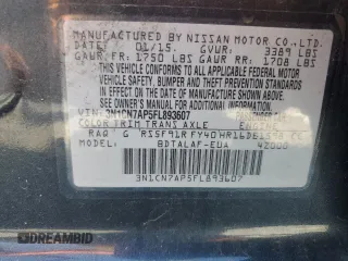2015 Nissan Versa SV with VIN 3N1CN7AP5FL893607, listed as a Copart auction lot 54623245 with 238,103 mi miles and Salvage title. Bid and sale history available at DreamBid. Image 12.