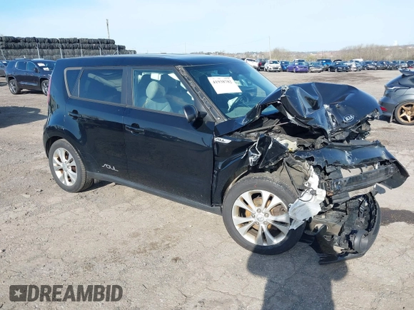 2015 Kia Soul + with VIN KNDJP3A54F7175265, listed as a IAAI auction lot 41938782 with 1 mi miles. Bid and sale history available at carsss.com. Image 1.