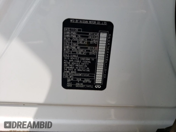 2021 Infiniti QX50 Pure z VIN 3PCAJ5AA0MF110169, wystawiony jako Copart lot #46043353 z przebiegiem 41 107 mil mil oraz . Historia ofert i sprzedaży dostępna na DreamBid. Obrazek 14.
