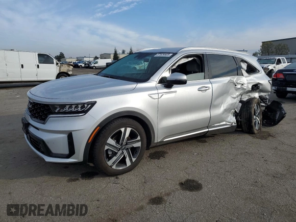 2023 Kia Sorento Hybrid EX with VIN KNDRHDLG7P5195401, listed as a Copart auction lot 87529505 with 18,225 mi miles and Salvage Title. Bid and sale history available at carsss.com. Image 1.