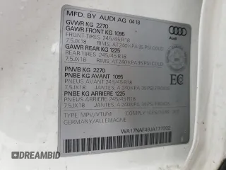 2018 Audi allroad A4 Premium with VIN WA17NAF49JA177202, listed as a Copart auction lot 62420854 with 83,200 mi miles and Clean Title. Bid and sale history available at DreamBid. Image 13.