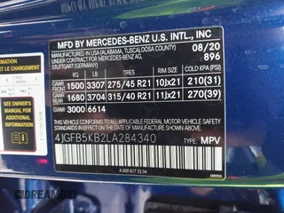 2020 Mercedes-Benz GLE 450 с VIN 4JGFB5KB2LA284340, выставлен на аукционе IAAI как лот 41728218 с пробегом 74 303 миль миль и . История ставок и продаж доступна на DreamBid. Изображение 9.