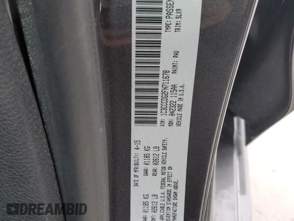 2015 Chrysler 200 S with VIN 1C3CCCDG2FN711678, listed as a Copart auction lot 53299155 with 114,535 mi miles and Salvage Title. Bid and sale history available at carsss.com. Image 12.