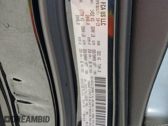 2020 Dodge Durango R/T with VIN 1C4SDJCT4LC188288, listed as a Copart auction lot 58652195 with 86,267 mi miles and Salvage title. Bid and sale history available at DreamBid. Image 13.