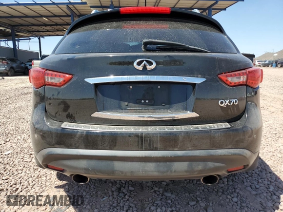 2015 Infiniti QX70 z VIN JN8CS1MW9FM481836, wystawiony jako Copart lot #57801425 z przebiegiem 130 011 mil mil oraz Szkoda całkowita • Salvage title. Historia ofert i sprzedaży dostępna na DreamBid. Obrazek 6.