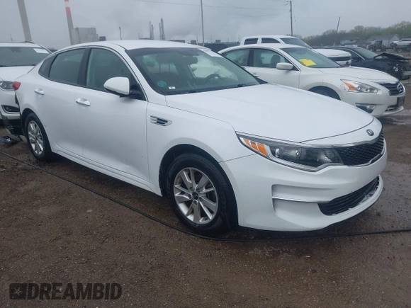 2018 Kia Optima LX with VIN 5XXGT4L38JG236267, listed as a IAAI auction lot 42097216 with 99,308 mi miles and . Bid and sale history available at DreamBid. Image 1.