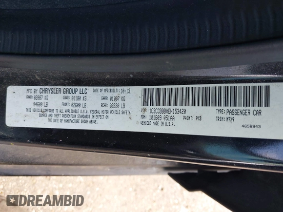 2014 Chrysler 200 Touring with VIN 1C3CCBBBXEN153420, listed as a IAAI auction lot 42084600 with 215,209 mi miles. Bid and sale history available at carsss.com. Image 9.