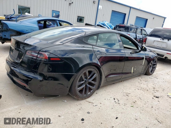 2024 Tesla Model S with VIN 5YJSA1E50RF539569, listed as a Copart auction lot 55690955 with Not provided miles and Salvage title. Bid and sale history available at DreamBid. Image 3.