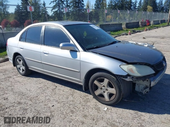 2004 Honda Civic EX with VIN 2HGES267X4H625718, listed as a IAAI auction lot 42075870 with 151,348 mi miles and . Bid and sale history available at DreamBid. Image 1.