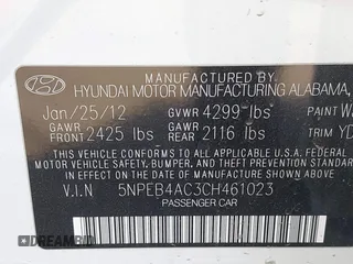 2012 Hyundai Sonata GLS with VIN 5NPEB4AC3CH461023, listed as a IAAI auction lot 41308876 with 101,628 mi miles. Bid and sale history available at carsss.com. Image 9.