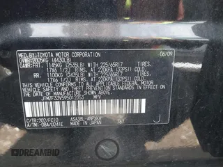 2009 Toyota RAV4 with VIN JTMZF33V595012353, listed as a IAAI auction lot 42193493 with 226,877 mi miles. Bid and sale history available at carsss.com. Image 9.