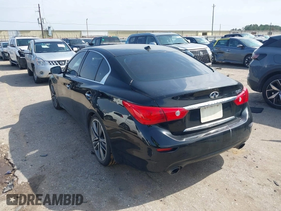 2014 Infiniti Q50 Hybrid Sport with VIN JN1AV7AP7EM691444, listed as a IAAI auction lot 41564726 with 128,834 mi miles and . Bid and sale history available at DreamBid. Image 3.