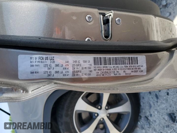 2020 Jeep Cherokee Limited with VIN 1C4PJMDX6LD617135, listed as a Copart auction lot 59088015 with 63,147 mi miles and Salvage title. Bid and sale history available at DreamBid. Image 13.