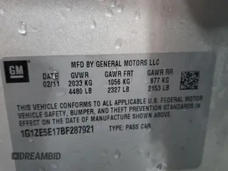 2011 Chevrolet Malibu LTZ with VIN 1G1ZE5E17BF287921, listed as a Copart auction lot 50272055 with 103,766 mi miles and Salvage Title. Bid and sale history available at DreamBid. Image 12.
