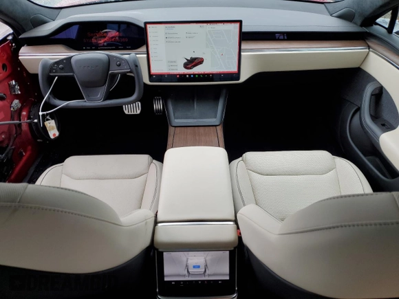 2021 Tesla Model S Plaid with VIN 5YJSA1E61MF436369, listed as a Copart auction lot 48505375 with 34,388 mi miles and Salvage Title. Bid and sale history available at carsss.com. Image 8.