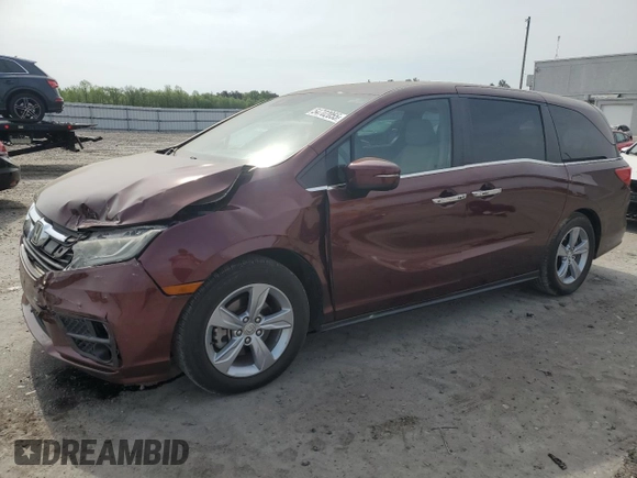 2018 Honda Odyssey EX with VIN 5FNRL6H58JB040766, listed as a Copart auction lot 54702055 with 98,445 mi miles and Salvage title. Bid and sale history available at DreamBid. Image 1.