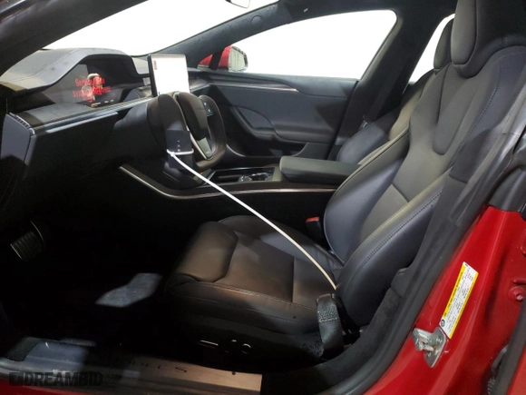 2021 Tesla Model S Plaid with VIN 5YJSA1E6XMF440985, listed as a Copart auction lot 52744305 with 35,123 mi miles and Salvage Title. Bid and sale history available at carsss.com. Image 7.