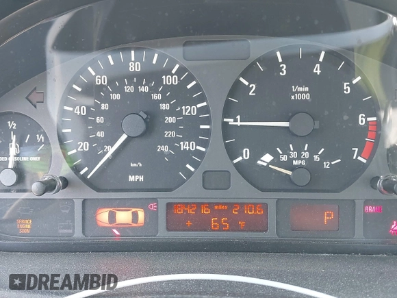 2002 BMW 3 Series 325i with VIN WBAET37492NG83135, listed as a IAAI auction lot 42028502 with 184,216 mi miles. Bid and sale history available at carsss.com. Image 15.