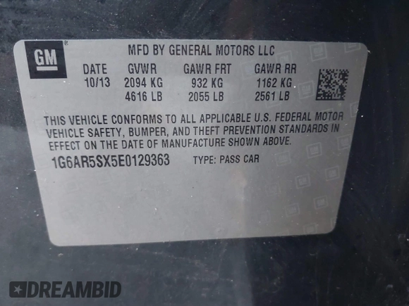 2014 Cadillac CTS Luxury RWD with VIN 1G6AR5SX5E0129363, listed as a IAAI auction lot 41853431 with Not Provided miles. Bid and sale history available at carsss.com. Image 9.