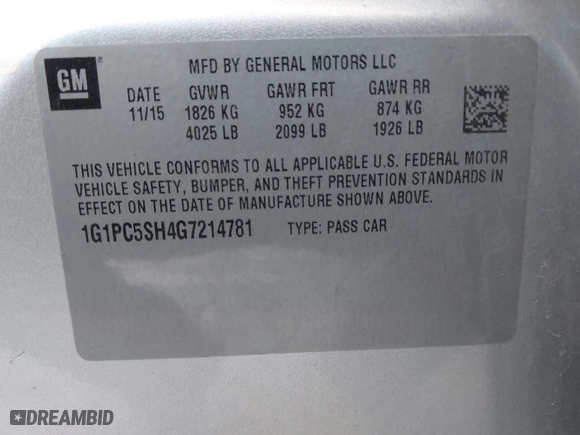 2016 Chevrolet Cruze Limited LS with VIN 1G1PC5SH4G7214781, listed as a IAAI auction lot 41700723 with 110,071 mi miles. Bid and sale history available at carsss.com. Image 9.
