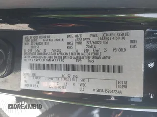 2021 Ford F-150 XL with VIN 1FTFW1ED7MFA77770, listed as a IAAI auction lot 41882929 with 76,099 mi miles and . Bid and sale history available at DreamBid. Image 9.