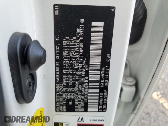 2011 Toyota Venza with VIN 4T3ZK3BB8BU041850, listed as a Copart auction lot 57143285 with 168,731 mi miles and Salvage title. Bid and sale history available at DreamBid. Image 13.