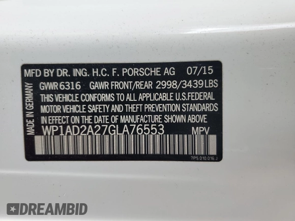2016 Porsche Cayenne GTS with VIN WP1AD2A27GLA76553, listed as a Copart auction lot 53569615 with 69,761 mi miles and Salvage title. Bid and sale history available at DreamBid. Image 13.