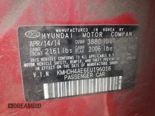 2014 Hyundai Elantra SE z VIN KMHDH4AE6EU196016, wystawiony jako Copart lot #58425485 z przebiegiem 194 100 mil mil oraz Szkoda całkowita • Salvage title. Historia ofert i sprzedaży dostępna na DreamBid. Obrazek 12.