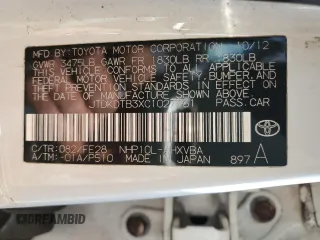 2012 Toyota Prius One with VIN JTDKDTB3XC1027761, listed as a Copart auction lot 45088405 with 95,378 mi miles and Salvage Title. Bid and sale history available at DreamBid. Image 12.
