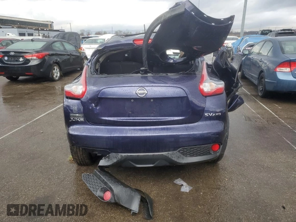 2015 Nissan Juke SV with VIN JN8AF5MV9FT557457, listed as a Copart auction lot 86496374 with Not Provided miles and Salvage Title. Bid and sale history available at DreamBid. Image 6.