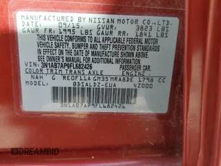 2015 Nissan Sentra SV with VIN 3N1AB7AP9FL682426, listed as a Copart auction lot 49405085 with 121,075 mi miles and Salvage Title. Bid and sale history available at DreamBid. Image 12.