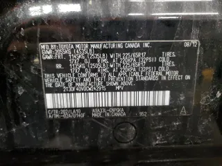 2012 Toyota RAV4 Limited with VIN 2T3DF4DV0CW242915, listed as a Copart auction lot 45141585 with 118,136 mi miles and Salvage Title. Bid and sale history available at DreamBid. Image 13.