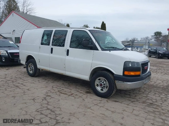 2017 GMC Savana Cargo Van with VIN 1GTW7AFF1H1908678, listed as a IAAI auction lot 41730848 with 145,022 mi miles. Bid and sale history available at carsss.com. Image 1.