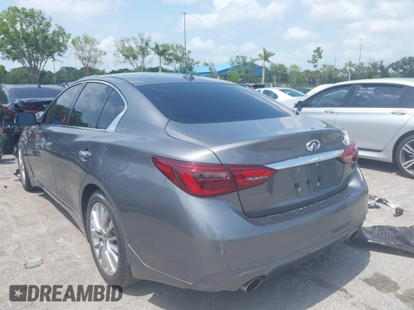 2020 Infiniti Q50 Pure with VIN JN1EV7APXLM208317, listed as a IAAI auction lot 39446112 with 34,846 mi miles and . Bid and sale history available at carsss.com. Image 3.