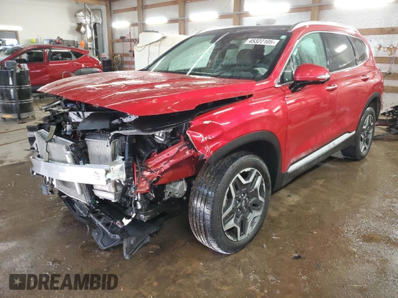 2022 Hyundai Santa Fe Limited with VIN 5NMS4DAL1NH399280, listed as a Copart auction lot 45322105 with 16,165 mi miles and Salvage Title. Bid and sale history available at carsss.com. Image 1.