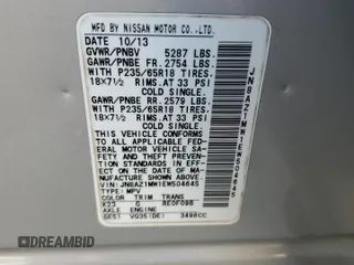 2014 Nissan Murano S with VIN JN8AZ1MW1EW504645, listed as a Copart auction lot 50067035 with 151,422 mi miles and Salvage Title. Bid and sale history available at DreamBid. Image 15.