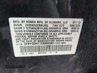2014 Acura MDX with VIN 5FRYD3H21EB004595, listed as a IAAI auction lot 41653065 with 184,289 mi miles. Bid and sale history available at carsss.com. Image 9.