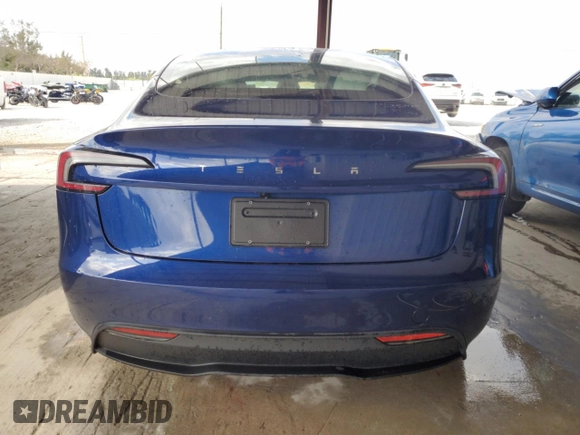 2025 Tesla Model 3 Long Range with VIN 5YJ3E1EA8SF903698, listed as a Copart auction lot 47737195 with 3,513 mi miles and Salvage Title. Bid and sale history available at carsss.com. Image 6.