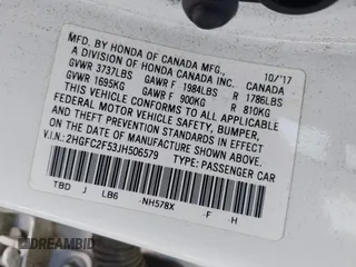 2018 Honda Civic Sedan LX with VIN 2HGFC2F53JH506579, listed as a IAAI auction lot 41980175 with 149,048 mi miles. Bid and sale history available at carsss.com. Image 9.
