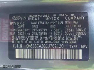 2018 Hyundai Tucson Value with VIN KM8J3CA20JU762120, listed as a IAAI auction lot 41878796 with 103,346 mi miles. Bid and sale history available at carsss.com. Image 9.