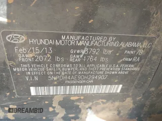 2013 Hyundai Elantra Limited z VIN 5NPDH4AE9DH294907, wystawiony jako IAAI lot #42372512 z przebiegiem 155 534 mil mil oraz . Historia ofert i sprzedaży dostępna na DreamBid. Obrazek 9.