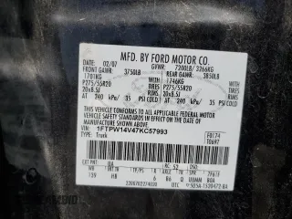 2007 Ford F-150 XLT with VIN 1FTPW14V47KC57993, listed as a Copart auction lot 53583765 with 156,109 mi miles and Salvage Title. Bid and sale history available at DreamBid. Image 12.