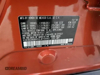2020 Honda HR-V EX with VIN 3CZRU6H5XLM709982, listed as a Copart auction lot 43223565 with 74,874 mi miles and Salvage Title. Bid and sale history available at carsss.com. Image 16.
