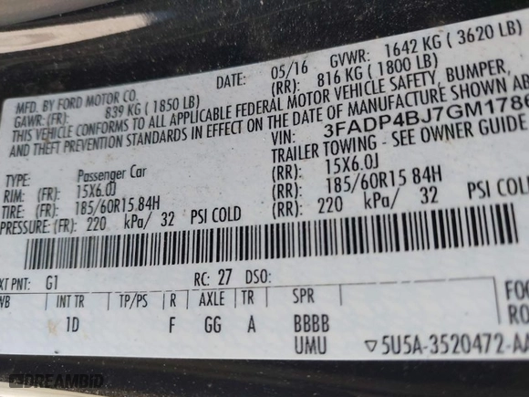 2016 Ford Fiesta SE with VIN 3FADP4BJ7GM178608, listed as a IAAI auction lot 41724743 with 144,543 mi miles. Bid and sale history available at carsss.com. Image 9.