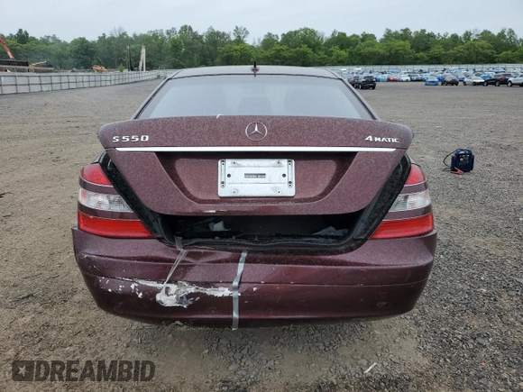 2008 Mercedes-Benz S 550 with VIN WDDNG86X98A194012, listed as a Copart auction lot 57961635 with 158,747 mi miles and Salvage title. Bid and sale history available at DreamBid. Image 6.