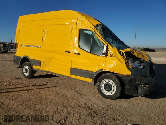 2023 Ford Transit Cargo with VIN 1FTBR1X89PKA25414, listed as a Copart auction lot 46476085 with 61,328 mi miles and Salvage title. Bid and sale history available at DreamBid. Image 4.