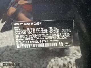 2022 BMW X3 M with VIN 5YM13EC04N9J34797, listed as a Copart auction lot 58901924 with 4,059 mi miles and Non Repairable. Bid and sale history available at carsss.com. Image 14.