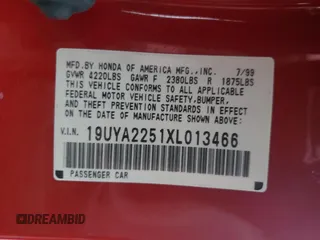 1999 Acura CL Premium z VIN 19UYA2251XL013466, wystawiony jako Copart lot #86105624 z przebiegiem 155 867 mil mil oraz Szkoda całkowita • Salvage title. Historia ofert i sprzedaży dostępna na DreamBid. Obrazek 12.